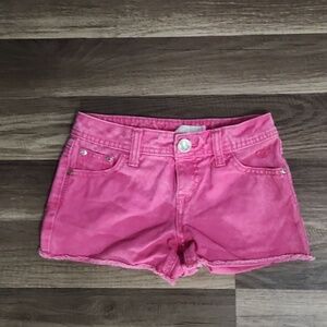 JUSTICE Premium Hot Pink Distressed Denim Shorts Size 8 Regular Vintage